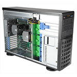 Шасси серверное Supermicro SuperWorkstation 4U Tower 740A-T no CPU(2)3rd Gen Xeon Scalable/TDP 270W/ no DIMM(16)/SATARAID HDD(8)LFF/3x5,25/2x1GbE/6xFHHL,M2/1200W - фото 47530