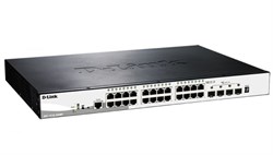 Коммутатор D-Link PROJ SmartPro L2+ Stackable Switch 24x1000Base-T PoE, 4x10GBase-X SFP+, PoE Budget 370W, CLI, RJ45 Console - фото 59761
